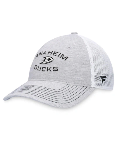 Fanatics Men's  Heather Gray Distressed Anaheim Ducks Trucker Adjustable Hat