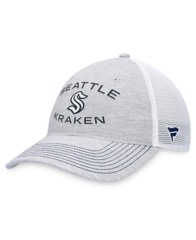Fanatics Men's  Heather Gray Distressed Seattle Kraken Trucker Adjustable Hat