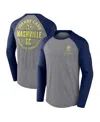 FANATICS MEN'S FANATICS HEATHER GRAY NASHVILLE SC X JOHNNY CASH LINES TRI-BLEND RAGLAN LONG SLEEVE T-SHIRT