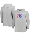 Fanatics Men's  Heather Gray Philadelphia 76ers Big And Tall Pullover Hoodie In Heather Gray