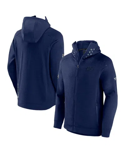 Fanatics Men's  Heather Navy Nashville Predators Authentic Pro Road Tech Full-zip Hoodie Jacket