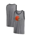 Fanatics Men's  Heathered Gray And Heathered Charcoal Cleveland Browns Famous Tri-blend Tank Top In Heathered Gray,heathered Charcoal