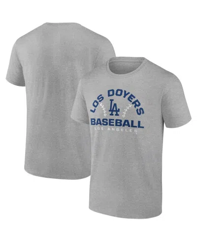 Fanatics Men's  Heathered Gray Los Angeles Dodgers Iconic Go For Two T-shirt