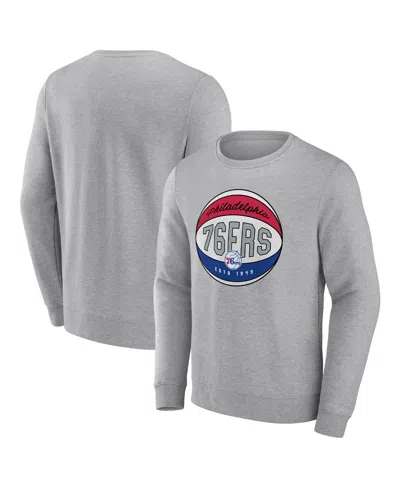 Fanatics Men's  Heathered Gray Philadelphia 76ers True Classics Vint Pullover Sweatshirt