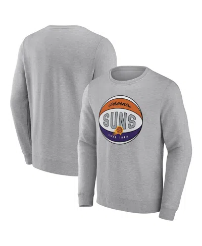Fanatics Branded Heathered Gray Phoenix Suns True Classics Vint Pullover Sweatshirt In Heather Gray