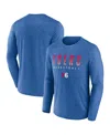 Fanatics Men's  Heathered Royal Philadelphia 76ers Where Legends Play Iconic Practice Long Sleeve T-s In Heathered Royal