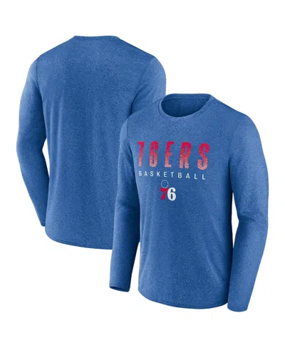Fanatics Men's  Heathered Royal Philadelphia 76ers Where Legends Play Iconic Practice Long Sleeve T-s