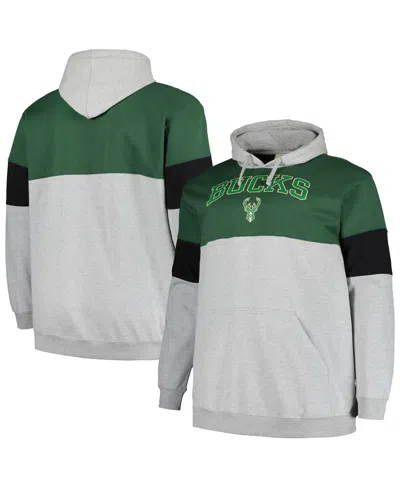 Fanatics Men's  Hunter Green, Black Milwaukee Bucks Big And Tall Pullover Hoodie