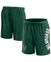 Fanatics Branded Hunter Green Milwaukee Bucks Post Up Mesh Shorts In Hunter Green