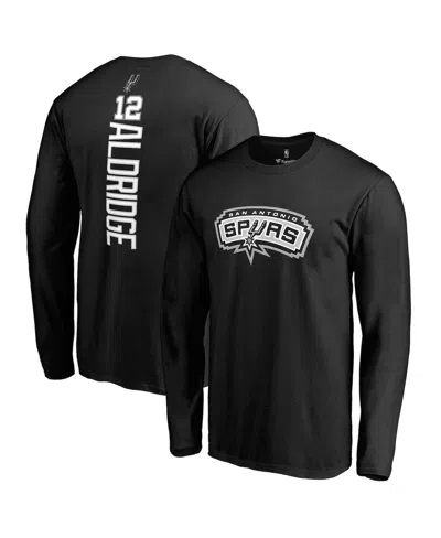 Fanatics Men's  Lamarcus Aldridge Black San Antonio Spurs Backer Name And Number Long Sleeve T-shirt