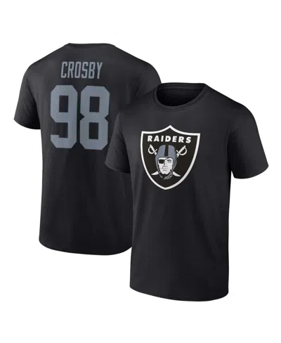 FANATICS MEN'S FANATICS MAXX CROSBY BLACK LAS VEGAS RAIDERS PLAYER ICON NAME AND NUMBER T-SHIRT