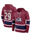 Fanatics Men's  Nathan Mackinnon Burgundy Colorado Avalanche Name And Number Lace-up Pullover Hoodie In Burgundy