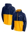 Fanatics Men's  Navy, Gold Utah Jazz Anorak Block Party Windbreaker Half-zip Hoodie Jacket In Navy,gold