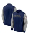 Fanatics Men's  Navy, Gray Milwaukee Brewers Iconic Record Holder Woven Full-zip Bomber Jacket In Navy,gray