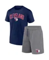 Fanatics Men's  Navy, Heather Gray Cleveland Guardians Arch T-shirt And Shorts Combo Set In Navy,heather Gray