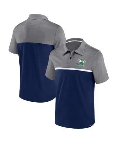 Fanatics Men's  Navy, Heather Gray Notre Dame Fighting Irish Polo Shirt In Navy,heather Gray