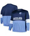 FANATICS MEN'S FANATICS NAVY, LIGHT BLUE MEMPHIS GRIZZLIES BIG AND TALL SPLIT PULLOVER SWEATSHIRT