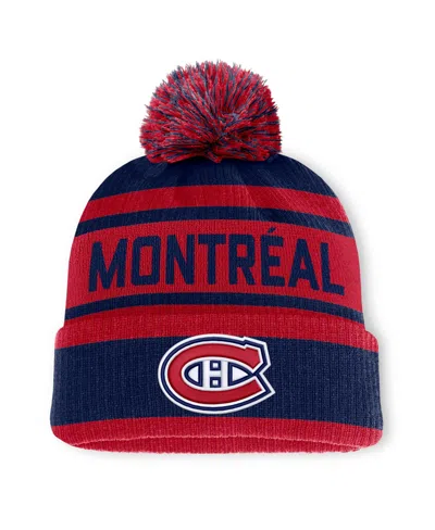 Fanatics Men's  Navy/red Montreal Canadiens Fundamental Cuffed Knit Hat With Pom In Navy,red