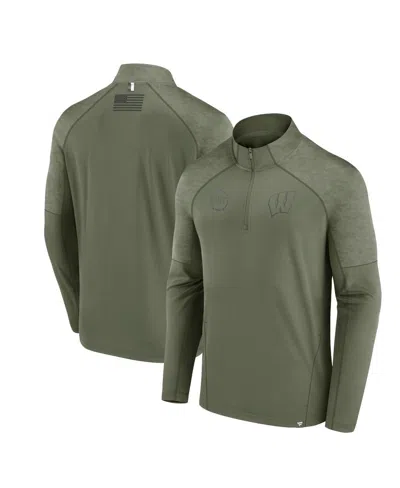 Fanatics Men's  Olive Wisconsin Badgers Oht Military-inspired Appreciation Titan Raglan Quarter-zip J