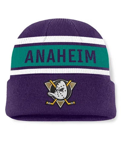 Fanatics Men's  Purple/teal Anaheim Ducks Heritage Cuffed Knit Hat In Purple,teal