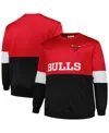 Fanatics Men's  Red, Black Chicago Bulls Big And Tall Split Pullover Sweatshirt In Red,black