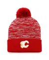 Fanatics Branded Red Calgary Flames Defender Cuffed Knit Hat With Pom In Red