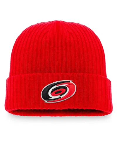 Fanatics Men's  Branded Red Carolina Hurricanes Core Primary Logo Cuffed Knit Hat