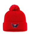Fanatics Branded Red Washington Capitals Core Primary Logo Cuffed Knit Hat With Pom In Red