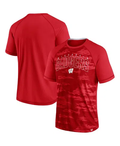 Fanatics Branded Red Wisconsin Badgers Arch Outline Raglan T-shirt