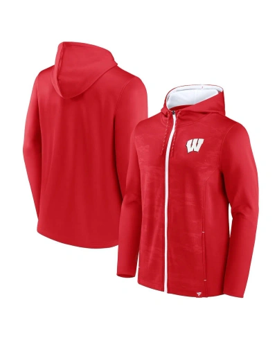 Fanatics Men's  Red Wisconsin Badgers Ball Carrier Full-zip Hoodie