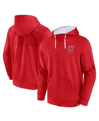 Fanatics Men's  Red Wisconsin Badgers Power Index Full-zip Hoodie