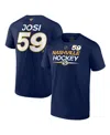 Fanatics Branded Roman Josi Navy Nashville Predators Authentic Pro Prime Name & Number T-shirt In Navy
