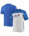 Fanatics Men's  Royal And Heathered Gray New York Mets Big And Tall Colorblock T-shirt In Royal,heathered Gray