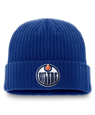 Fanatics Men's  Royal Edmonton Oilers Core Primary Logo Cuffed Knit Hat In Blue