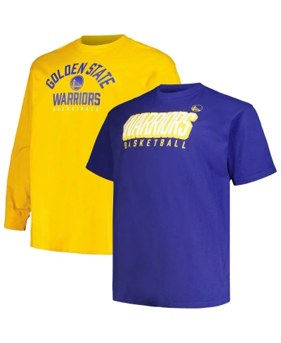 Fanatics Men's  Royal, Gold Golden State Warriors Big And Tall Short Sleeve And Long Sleeve T-shirt S In Royal,gold