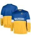 FANATICS MEN'S FANATICS ROYAL, GOLD GOLDEN STATE WARRIORS BIG AND TALL SPLIT PULLOVER SWEATSHIRT