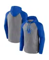 Fanatics Men's  Royal, Heather Gray Kentucky Wildcats Wrap Up Raglan Pullover Hoodie In Royal,heather Gray