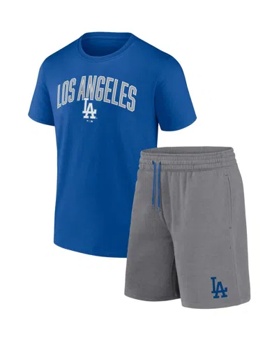 Fanatics Men's  Branded Royal, Heather Gray Los Angeles Rams Arch T-shirt And Shorts Combo Set In Royal,heather Gray