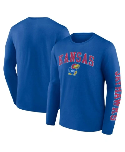 Fanatics Men's  Royal Kansas Jayhawks Distressed Arch Over Logo Long Sleeve T-shirt