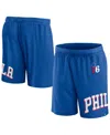 Fanatics Branded Royal Philadelphia 76ers Free Throw Mesh Shorts In Royal