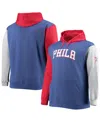 Fanatics Men's  Royal, Red Philadelphia 76ers Big And Tall Double Contrast Pullover Hoodie In Royal,red