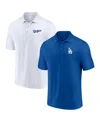 Fanatics Men's  Royal, White Los Angeles Dodgers Dueling Logos Polo Shirt Combo Set In Royal,white