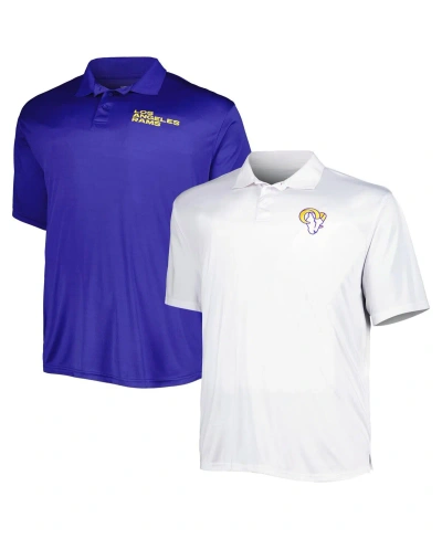 Fanatics Men's  Royal, White Los Angeles Rams Solid Two-pack Big And Tall Polo Shirt Set In Royal,white