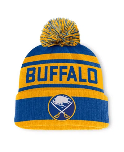 Fanatics Men's  Royal/gold Buffalo Sabres Fundamental Cuffed Knit Hat With Pom In Royal,gold