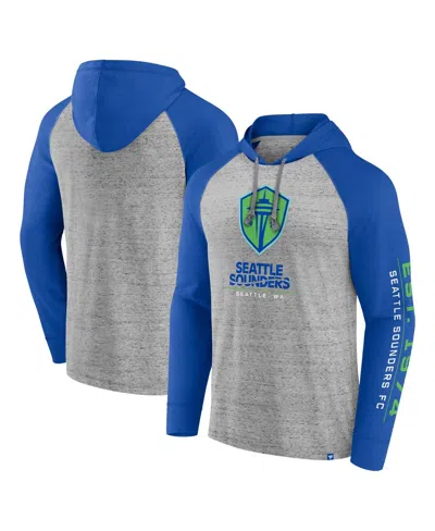 Fanatics Men's  Steel Seattle Sounders Fc Deflection Raglan Pullover Hoodie