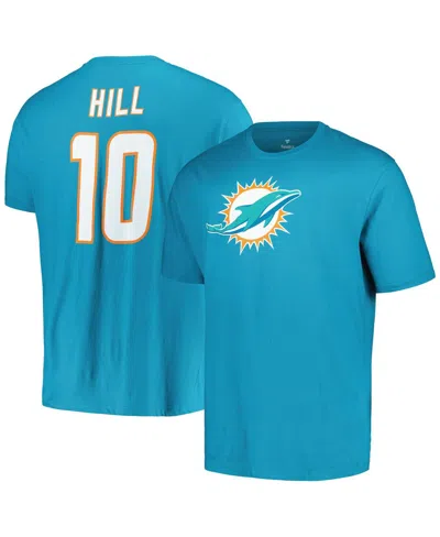 Fanatics Men's  Tyreek Hill Aqua Miami Dolphins Big And Tall Player Name And Number T-shirt