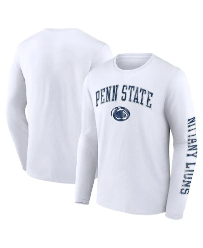 Fanatics Men's  White Penn State Nittany Lions Distressed Arch Over Logo Long Sleeve T-shirt