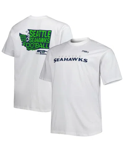 Fanatics Men's  White Seattle Seahawks Big And Tall Hometown Collection Hot Shot T-shirt