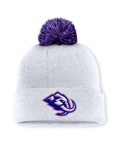 Fanatics Men's  White Utah Mammoth Authentic Pro Hockey Fights Cancer Cuffed Knit Hat With Pom In Purple