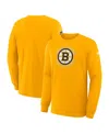Fanatics Men's Gold Boston Bruins Authentic Pro Property Of Practice Long Sleeve T-shirt In Yellow